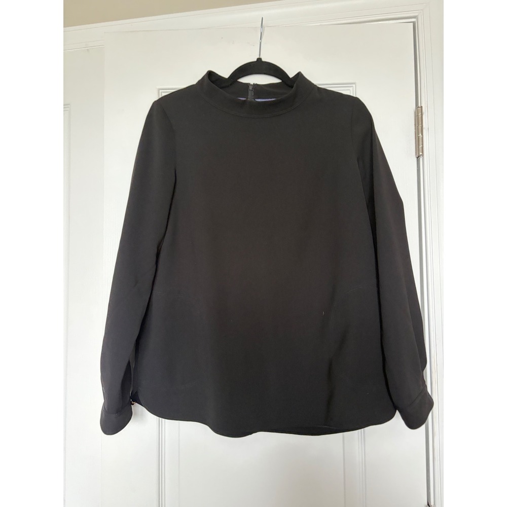 Boden Womens Black Mock Neck Long Sleeve Blouse with Pockets WA740 Size US 8